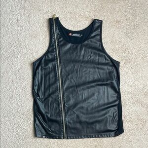 Akademiks Black Sleeveless Tee with Gold Zipper